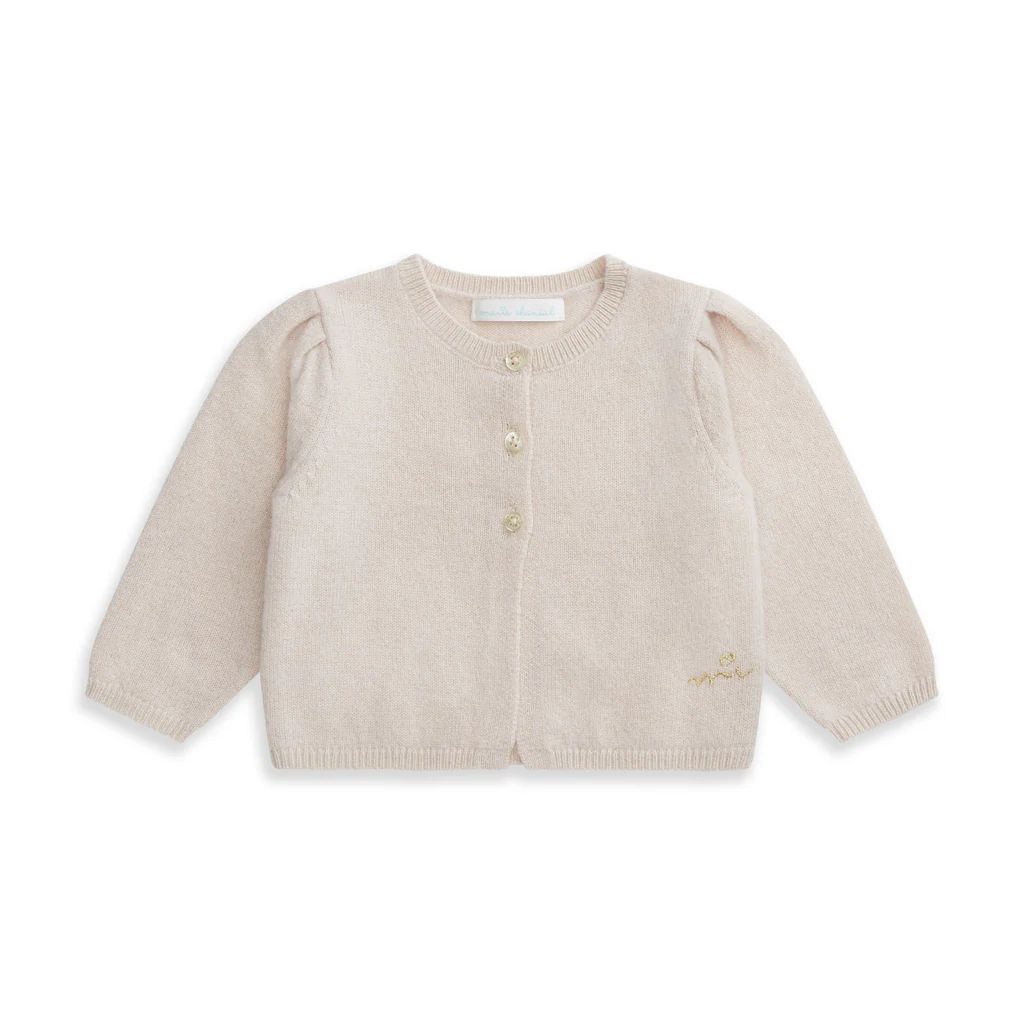 Cashmere Lurex Cardigan In Blush | Over The Moon