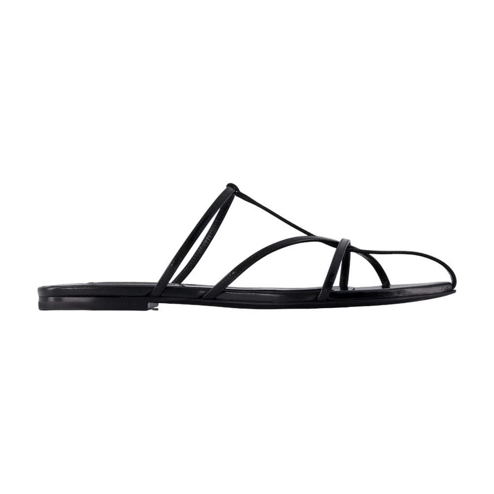 Jil Sander Leather Strappy Sandal — Black | Italist Inc.