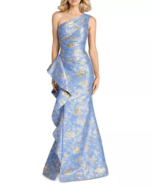 Metallic Jacquard One-Shoulder Gown | Bloomingdale's (US)