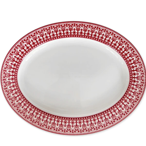 Casablanca Crimson Oval Rimmed Platter | Caskata