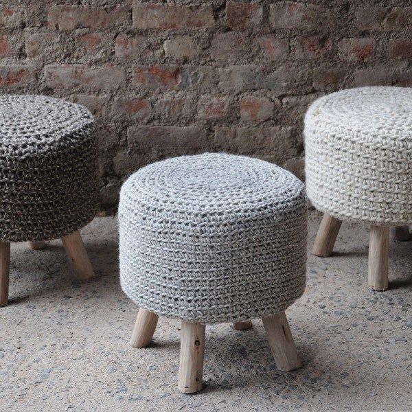 Christopher Knight Home Montana Knitted Fabric Round Ottoman Stool | Bed Bath & Beyond