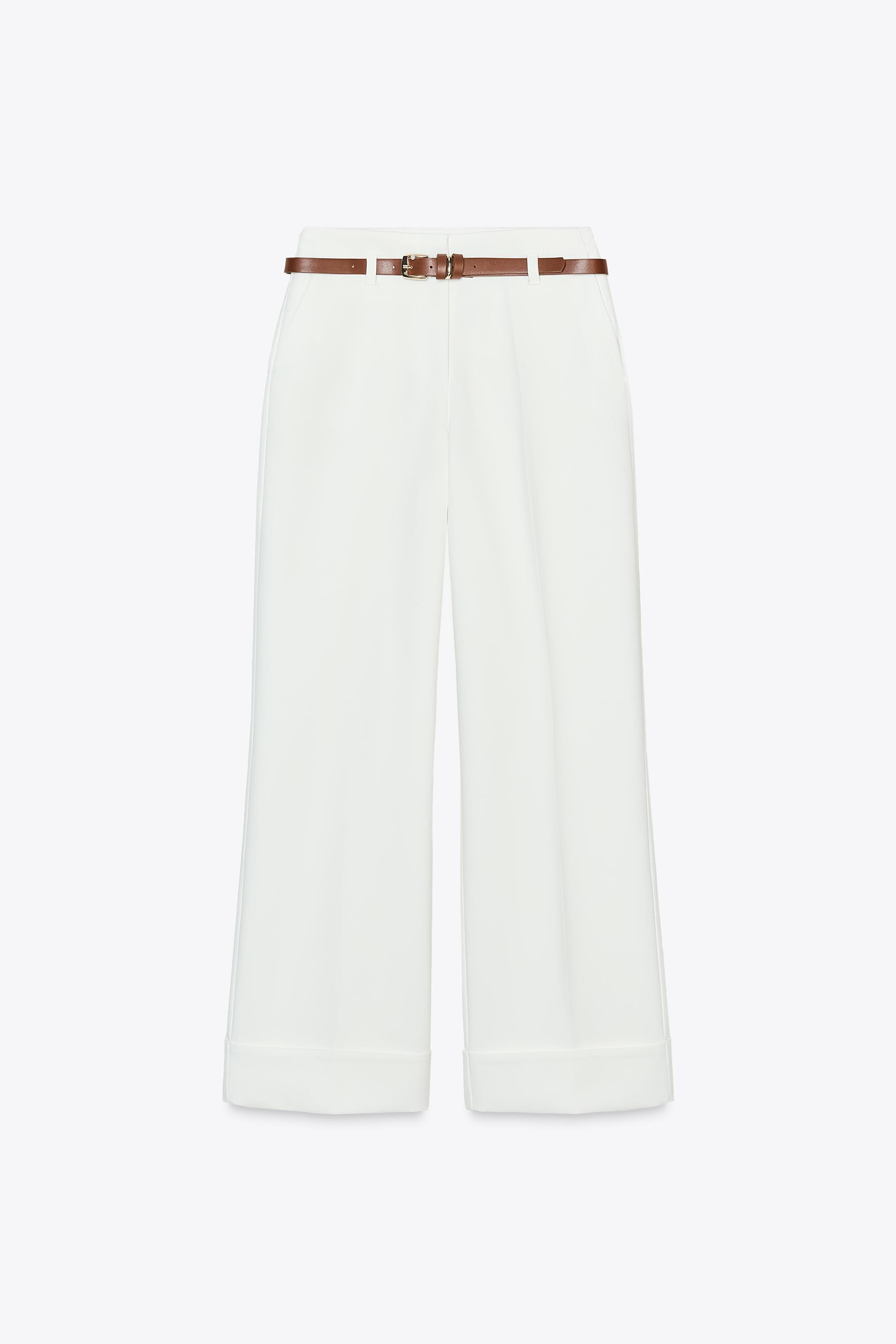 TURN-UP HEM TROUSERS WITH BELT | Zara UK