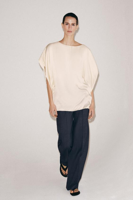 ZW COLLECTION SHORT SLEEVE FLOWING TOP | Zara UK