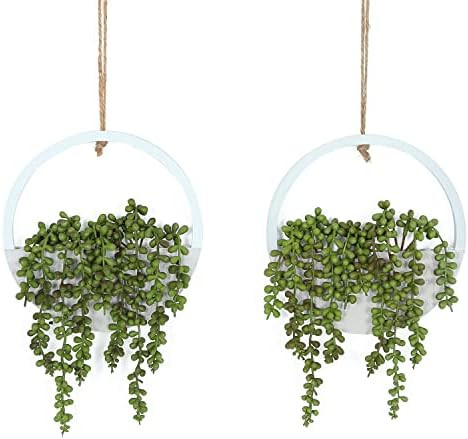 Hobyhoon Artificial Hanging Plants Hanging Planter Fake Succulents Artificial String of Pearls with  | Amazon (US)