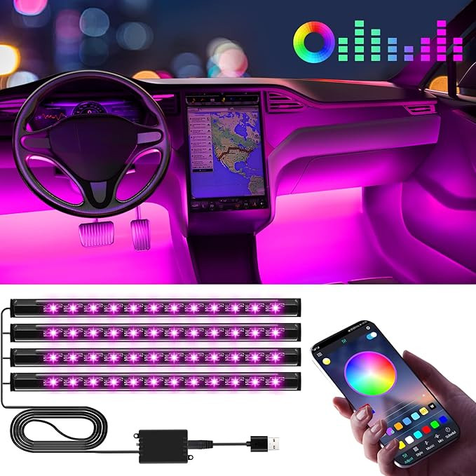 Car Accessories for Women: Interior Car Lights Winzwon Car Led Lights, Gifts for Men, APP Control... | Amazon (US)