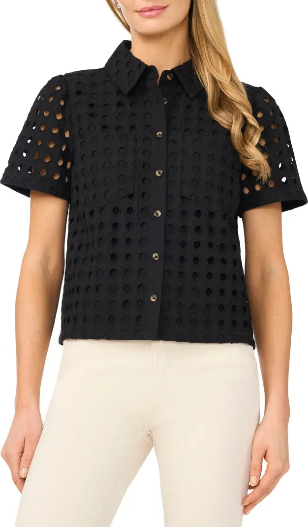 Cotton Eyelet Button-Up Shirt | Nordstrom