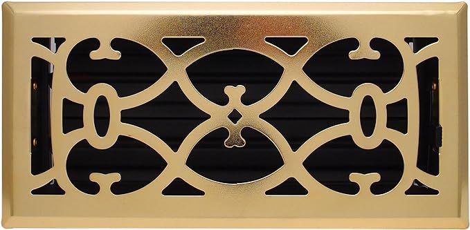 2" X 10" Brass Victorian Floor Register Grille - Modern Contempo Decorative Grate - HVAC Vent Duc... | Amazon (US)