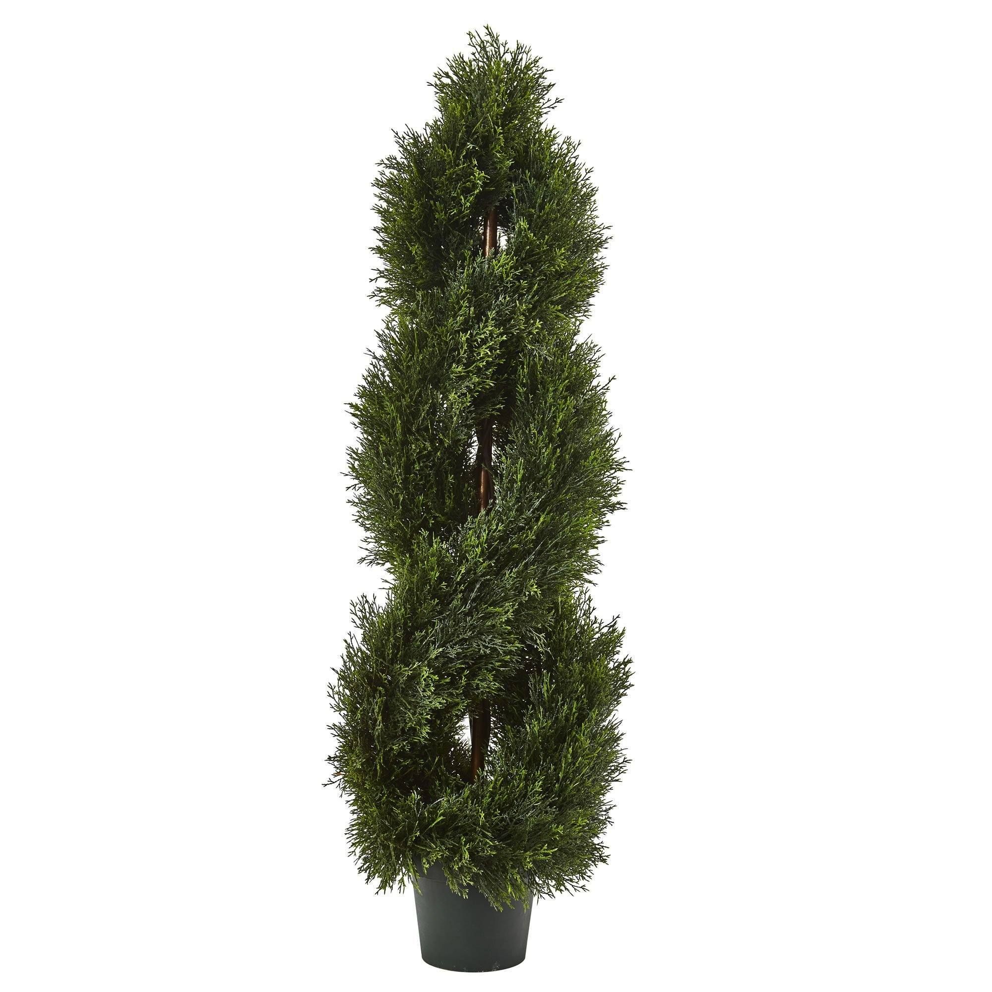 4’ Double Pond Cypress Spiral Topiary UV Resistant (Indoor/Outdoor) | Nearly Natural | Nearly Natural
