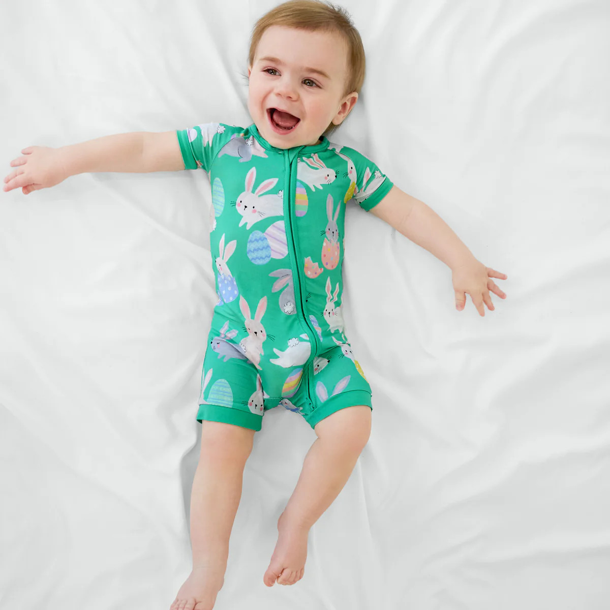 Green Hoppy Days Shorty Zippy | Little Sleepies