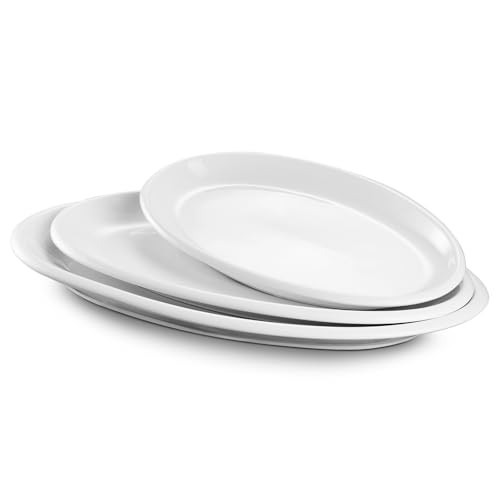 DOWAN Large Serving Platter, 16"/14"/12" Oval Platters Oven Safe, White Serving Plates for Weddin... | Amazon (US)