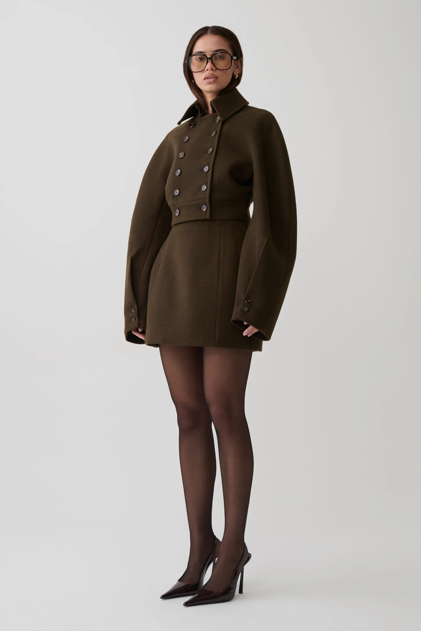Jemima Cropped Jacket - Chocolate | MESHKI US