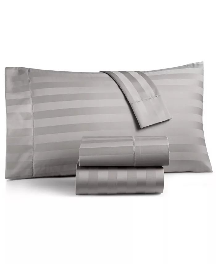 1.5" Stripe 550 Thread Count 100% Cotton 3-Pc. Sheet Set, Twin, Created for Macy's | Macys (US)