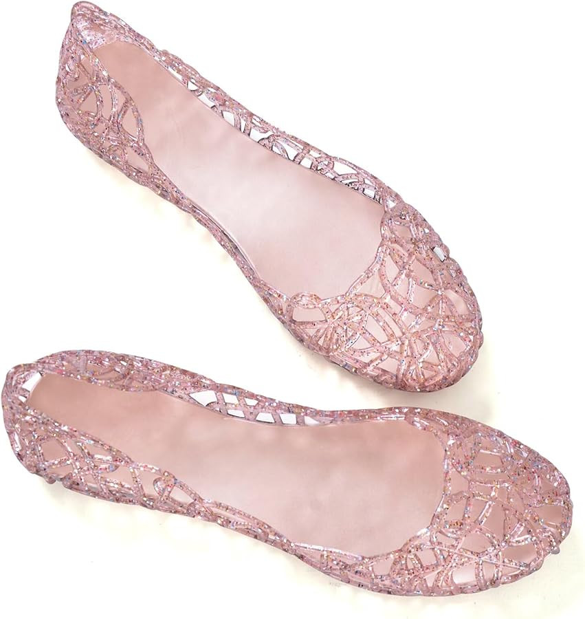 Stunner Women Beach Jelly Shoes Slip On Crystal Summer Hollow Ballet Flats | Amazon (US)