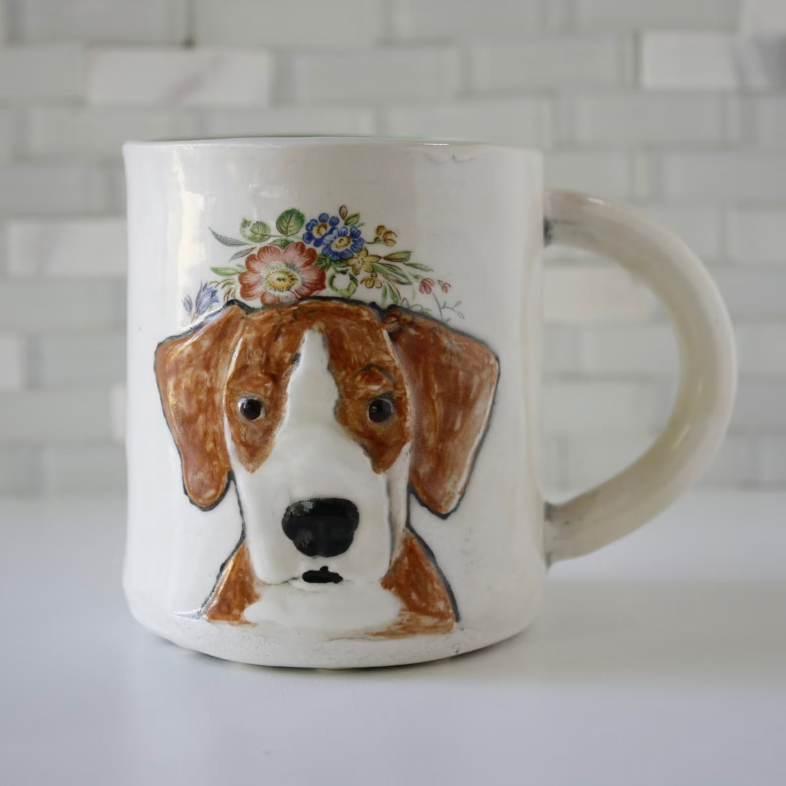 Flower Crown Pet Portrait Mug  Ceramic Clay Coffee Mug Tea | Etsy | Etsy (US)