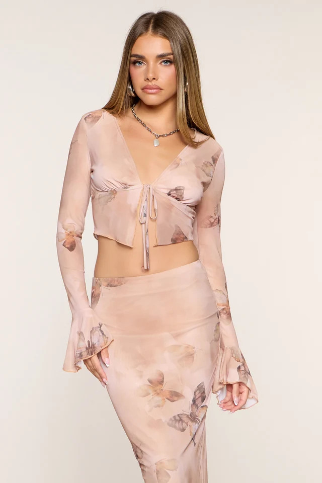 Butterfly Kisses Mesh Tie-Front Top | Windsor Stores