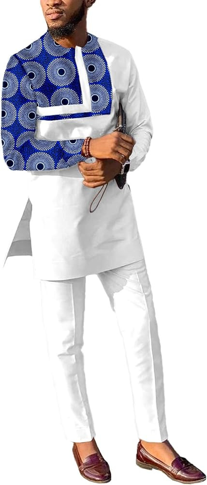 African Dashiki Suits for Men 2 Piece Set Outfits Nigerian Wedding Clothing Attire Tracksuits | Amazon (US)