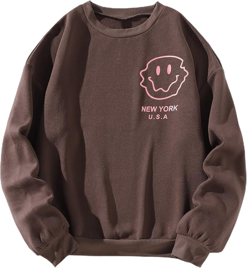 WDIRARA Women's Alaska Letter Print Pullover Round Neck Casual Long Sleeve Sweatshirt | Amazon (US)