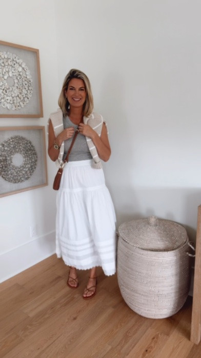 Maxi skirts!  A great alternative to shorts.  I am in small in all pieces.  Sandals true to size.

#LTKootd #LTKOver40 #LTKTall