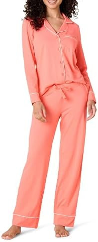 Amazon Essentials Women's Cotton Modal Long-Sleeve Shirt and Full-Length Bottom Pajama Set | Amazon (US)