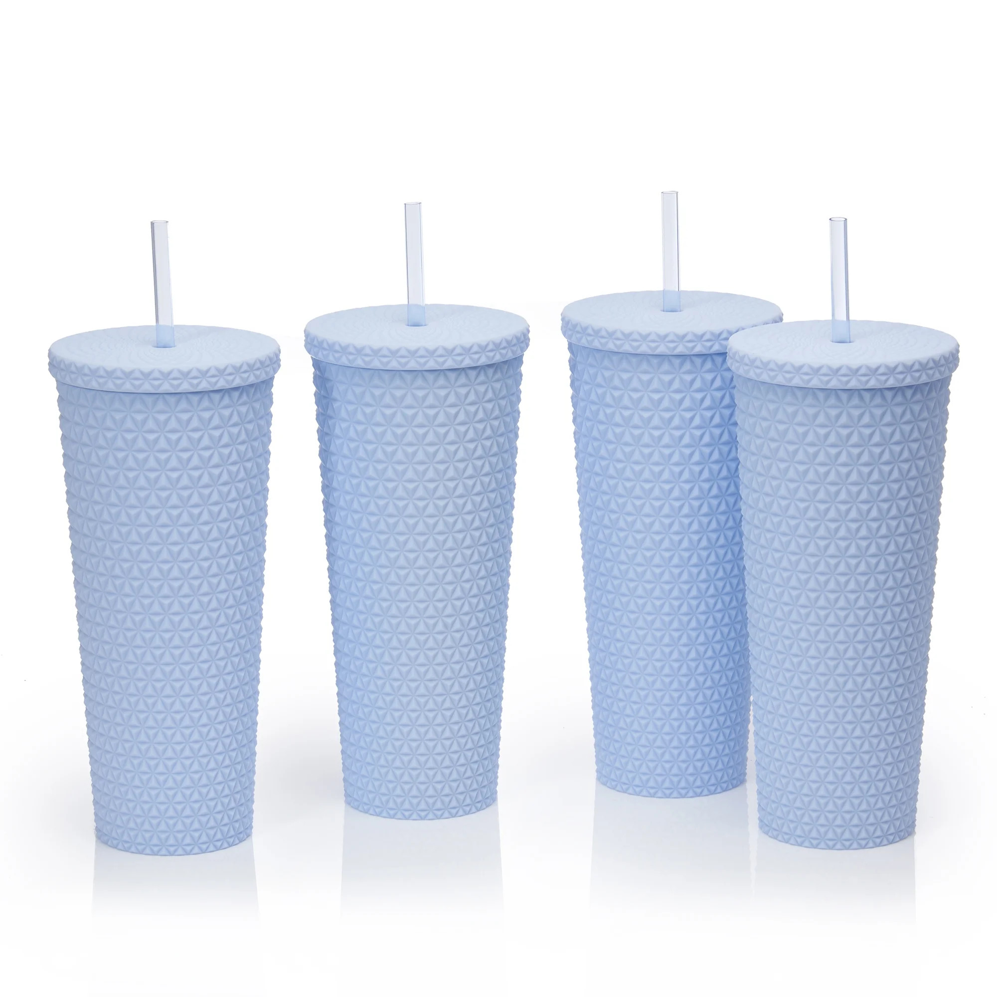 Mainstays 4pk 26oz DW AS Plastic Soft Touch Textured Tumbler, Blue | Walmart (US)