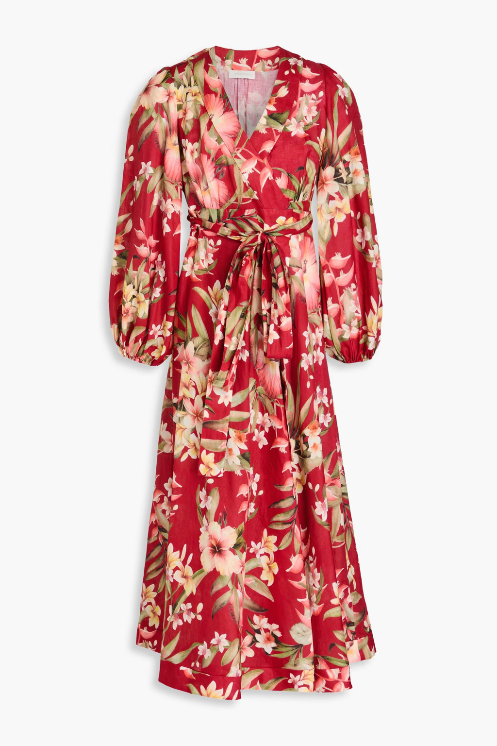Floral-print linen midi wrap dress | The Outnet (UK and Europe)