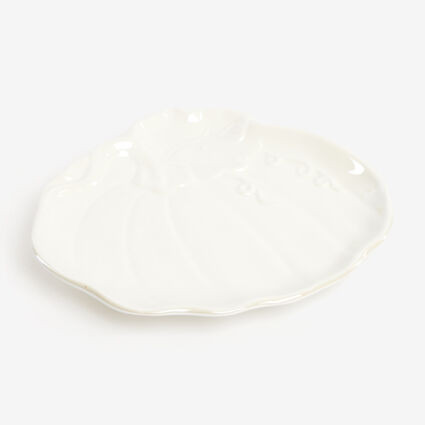 White Ceramic Pumpkin Serving Plate 26x23cm | TK Maxx