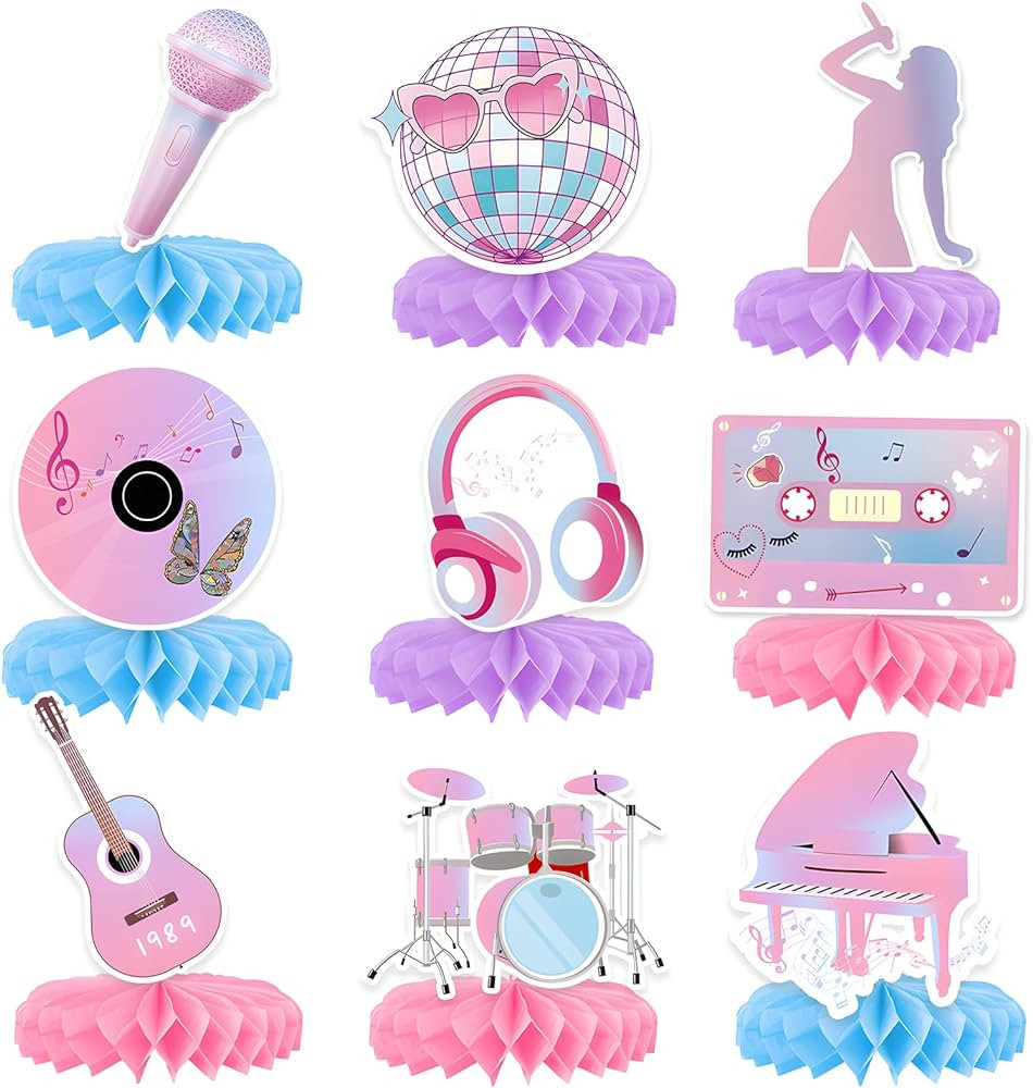 Birthday Party Decorations Music Lover Honeycomb Centerpieces,KSKSPE Party Decorations for Singer... | Amazon (US)