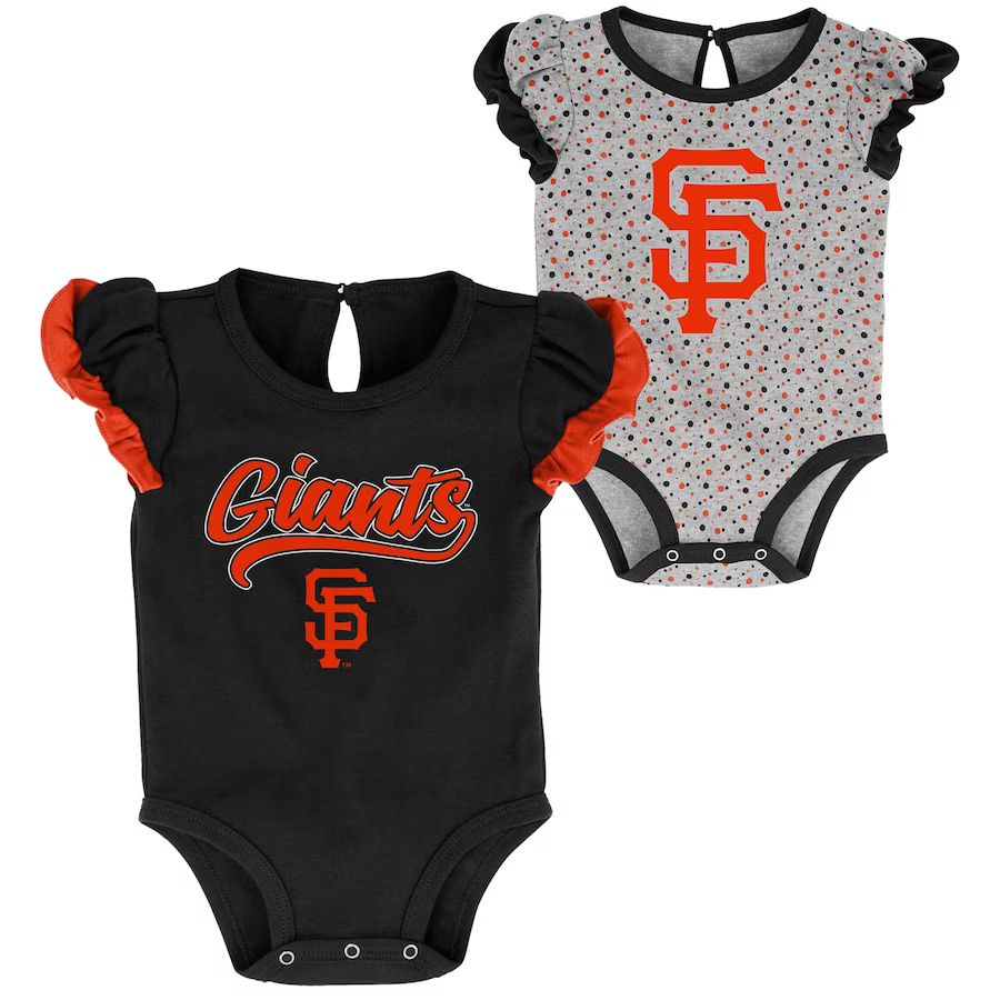 Girls Newborn & Infant San Francisco Giants Black/Heathered Gray Scream & Shout Two-Pack Bodysuit... | MLB Shop