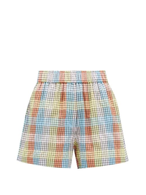 Ganni - Checked Cotton-blend Seersucker Shorts - Womens - Multi | Matches (US)