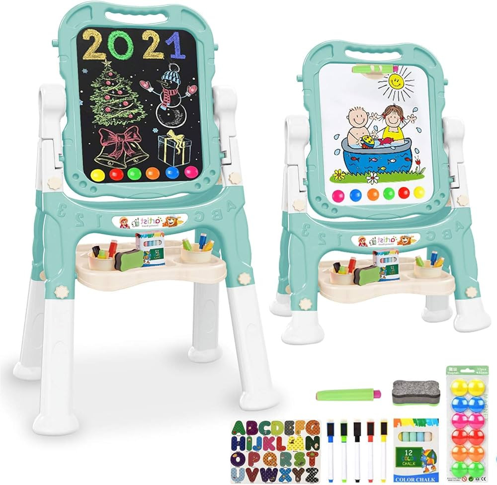 Easel for Kids,Rotatable Double Sided Adjustable Standing Art Easel with Painting Accessories for... | Amazon (US)