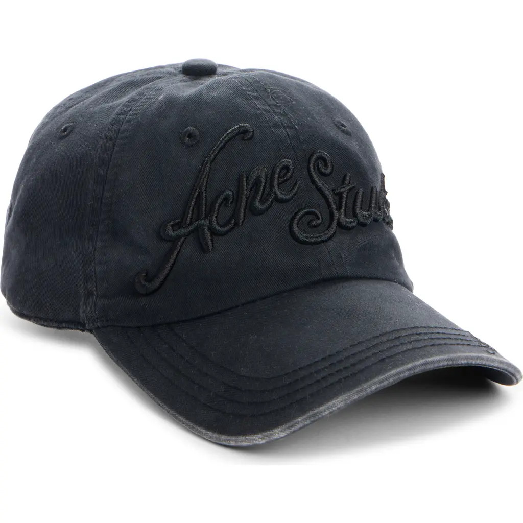 Acne Studios Carliy Venice Embroidered Logo Baseball Cap in Black at Nordstrom | Nordstrom