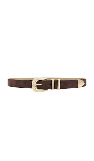 Atlas Belt in Dark Brown Suede & Gold | Revolve Clothing (Global)
