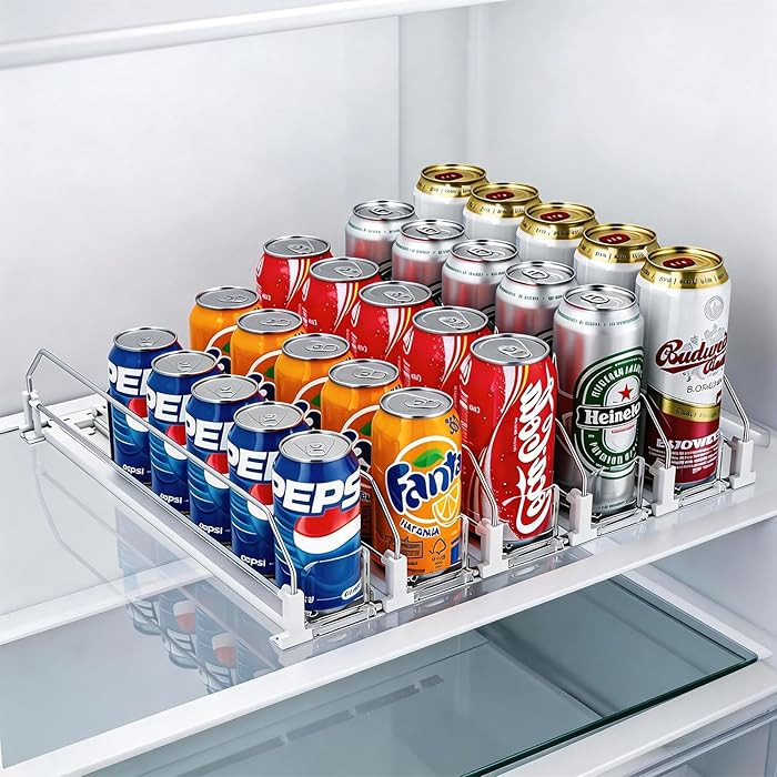 HIYOHIYO 5 Row Auto-Push Drink Organizer for Fridge, Self Pushing Soda Can Dispenser for Refriger... | Amazon (US)