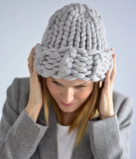 Woolnia Super chunky big merino wool hat.Chunky hat.Merino wool.Hand knit hat.Gift for women. | Etsy EU