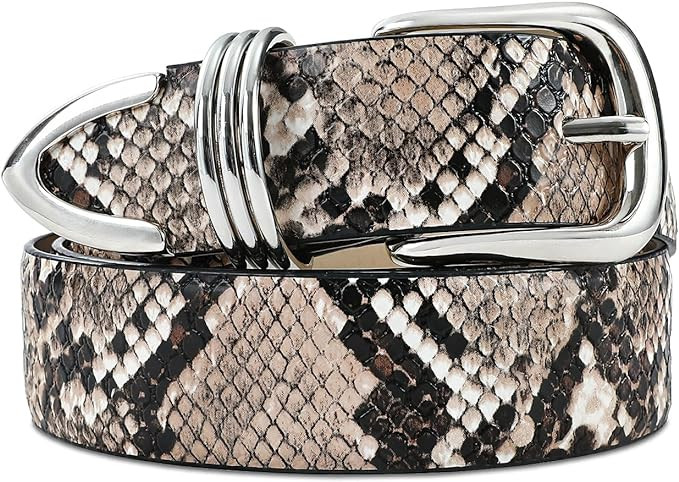 Women's Leather Belts with Gold Buckle Fashion Leather Waist Belt Elegant Ladies Belts for Jeans ... | Amazon (US)