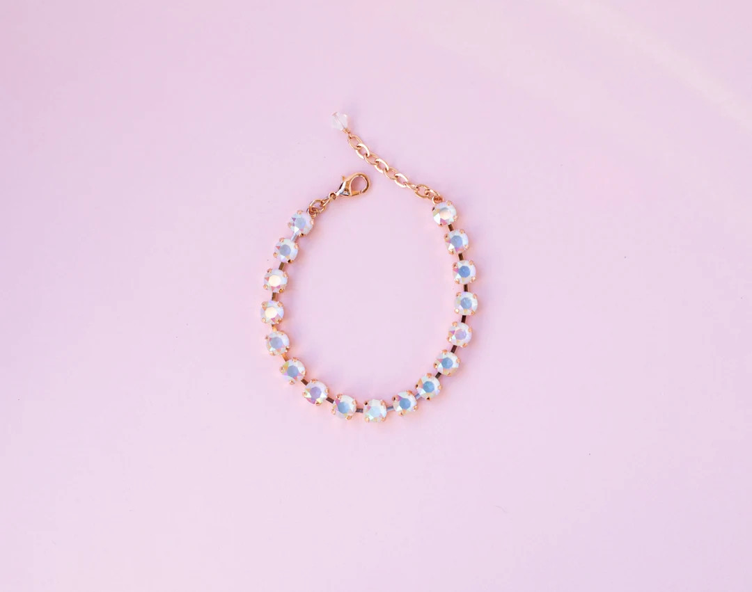 6mm Electric White AB Bracelet Choose Setting Color and Length - Etsy | Etsy (US)