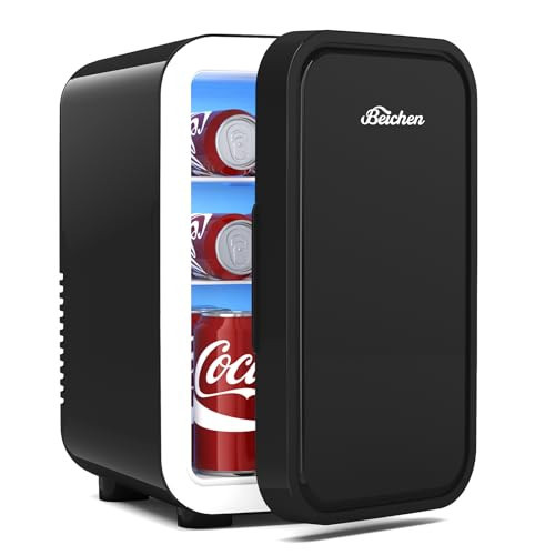 BEICHEN Mini Fridge, 6 Liter / 8 Can Small Refrigerator for Bedroom, Car, Office & Dorm, 110V AC/DC Portable Thermoelectric Cooler & Warmer for Skincare, Food, Drinks, Black | Amazon (US)