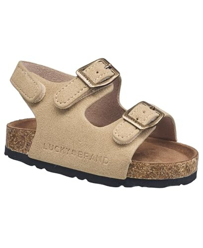 Lucky Brand Toddler Unisex Baby Boy Blanc Double Strap Casual Toddlers Sandals with Hook and Loop Closure in Taupe Size:7 Toddler | Amazon (US)