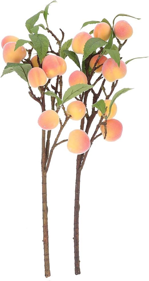 LIFKOME 2PCS Artificial Fruit Branch, Artificial Peach Branches with Green Leaves, 8.86 Inch Simu... | Amazon (US)