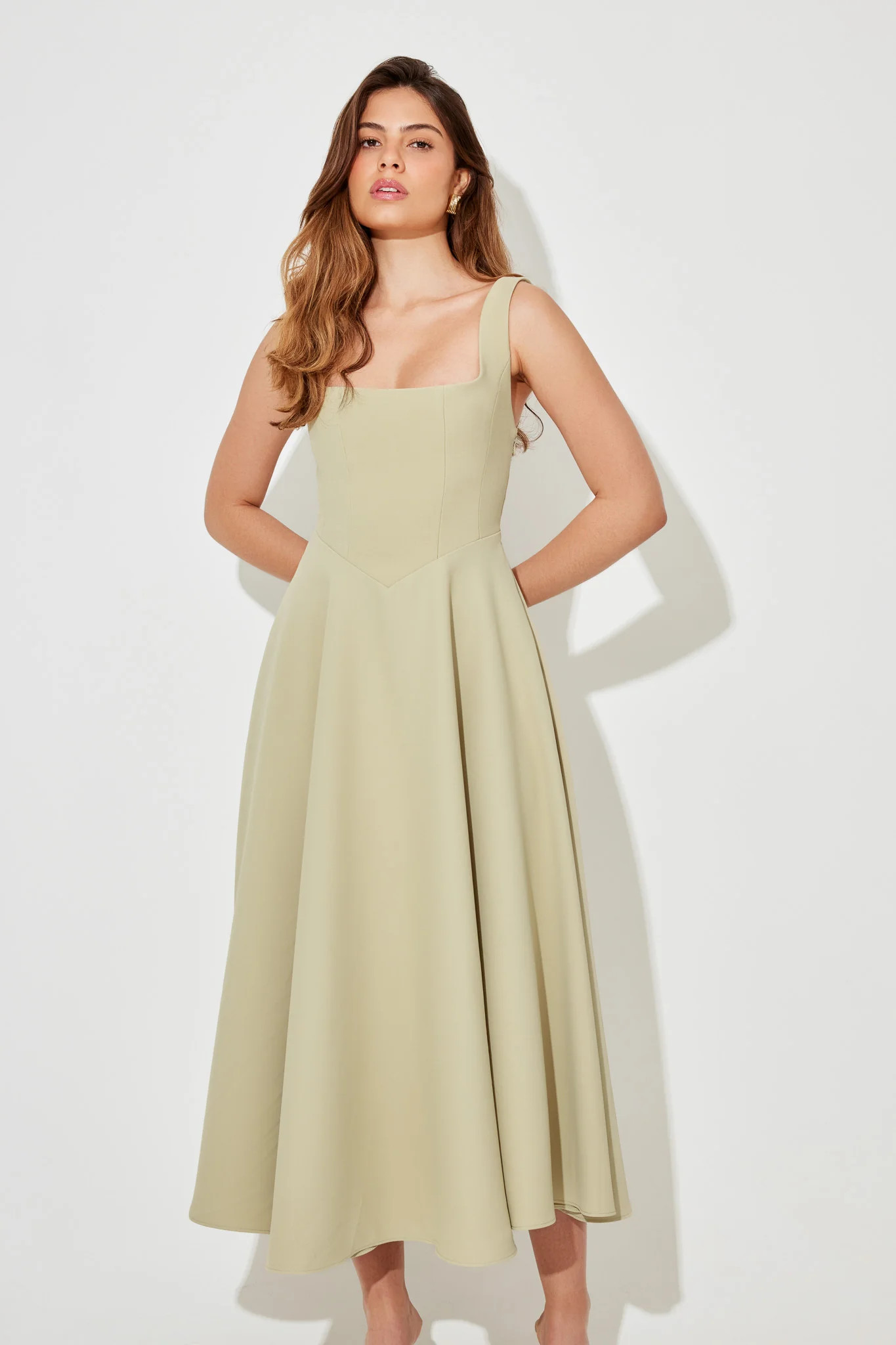 The Ultimate Muse High Waist Square Neck Midi Dress | Odd Muse
