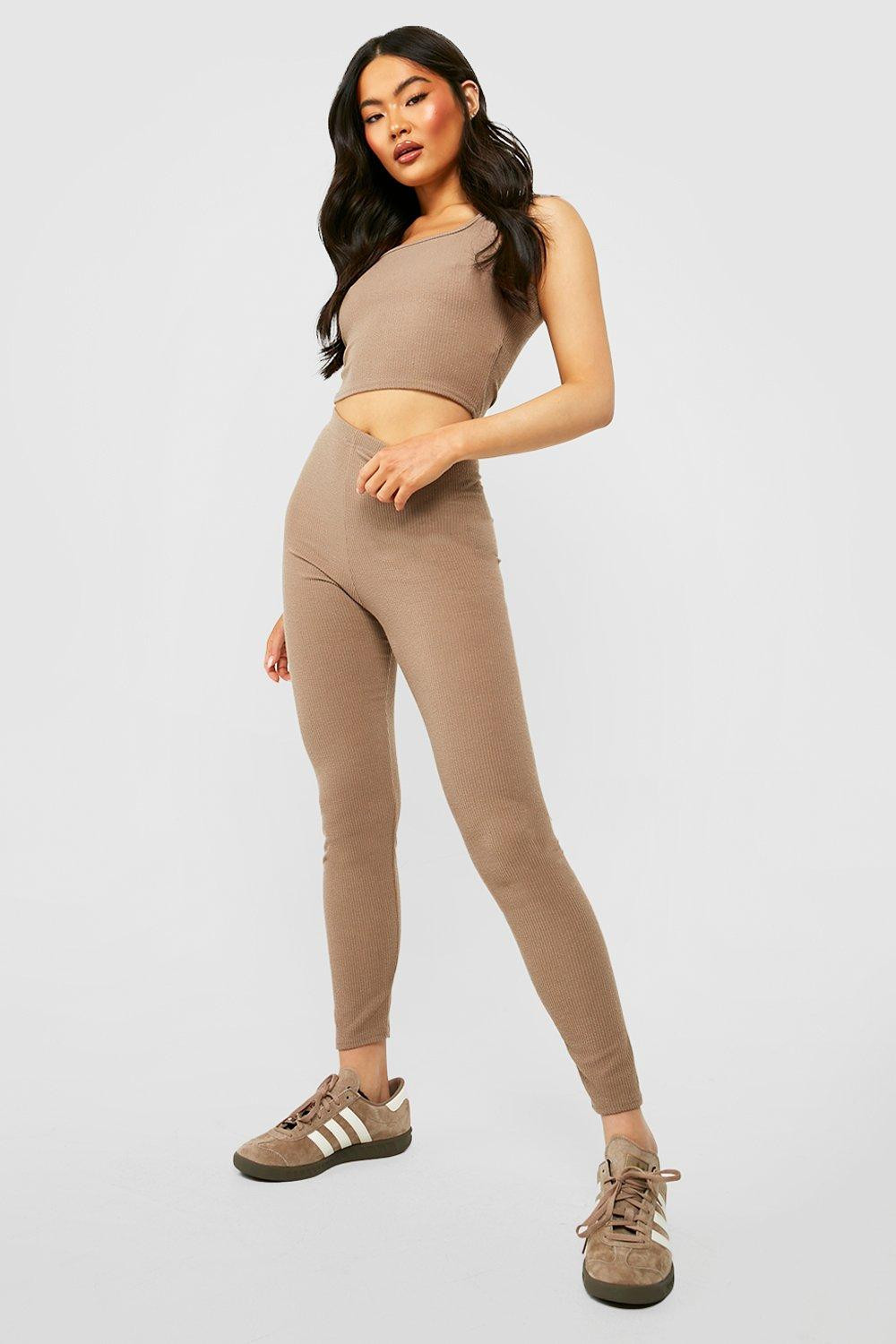 Womens Ribbed Cropped Top - Beige - 10 | Boohoo.com (US & CA)