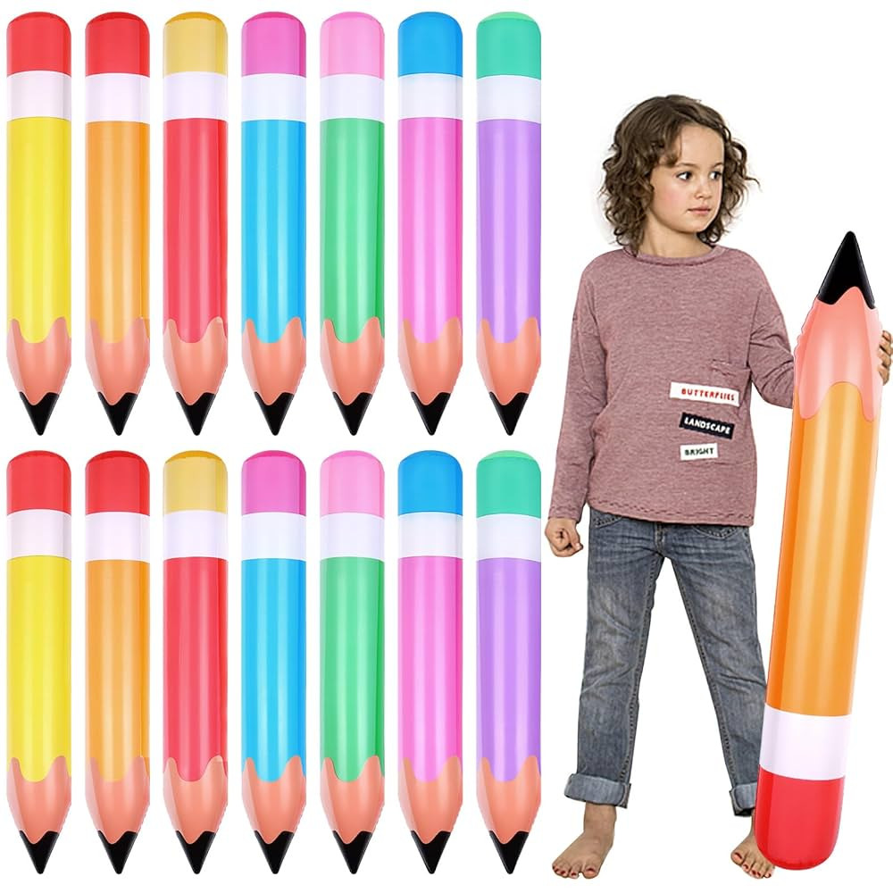 14 Pcs 27 Inch Jumbo Inflatable Pencil 7 Colors Blow Up Pencil Crayons Balloons Decorations for C... | Amazon (US)