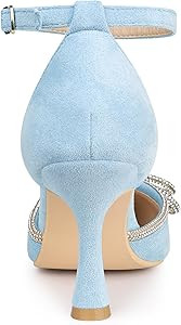 Allegra K Women's Rhinestones Bow Ankle Strap Stiletto Heel Sandals Pumps | Amazon (US)