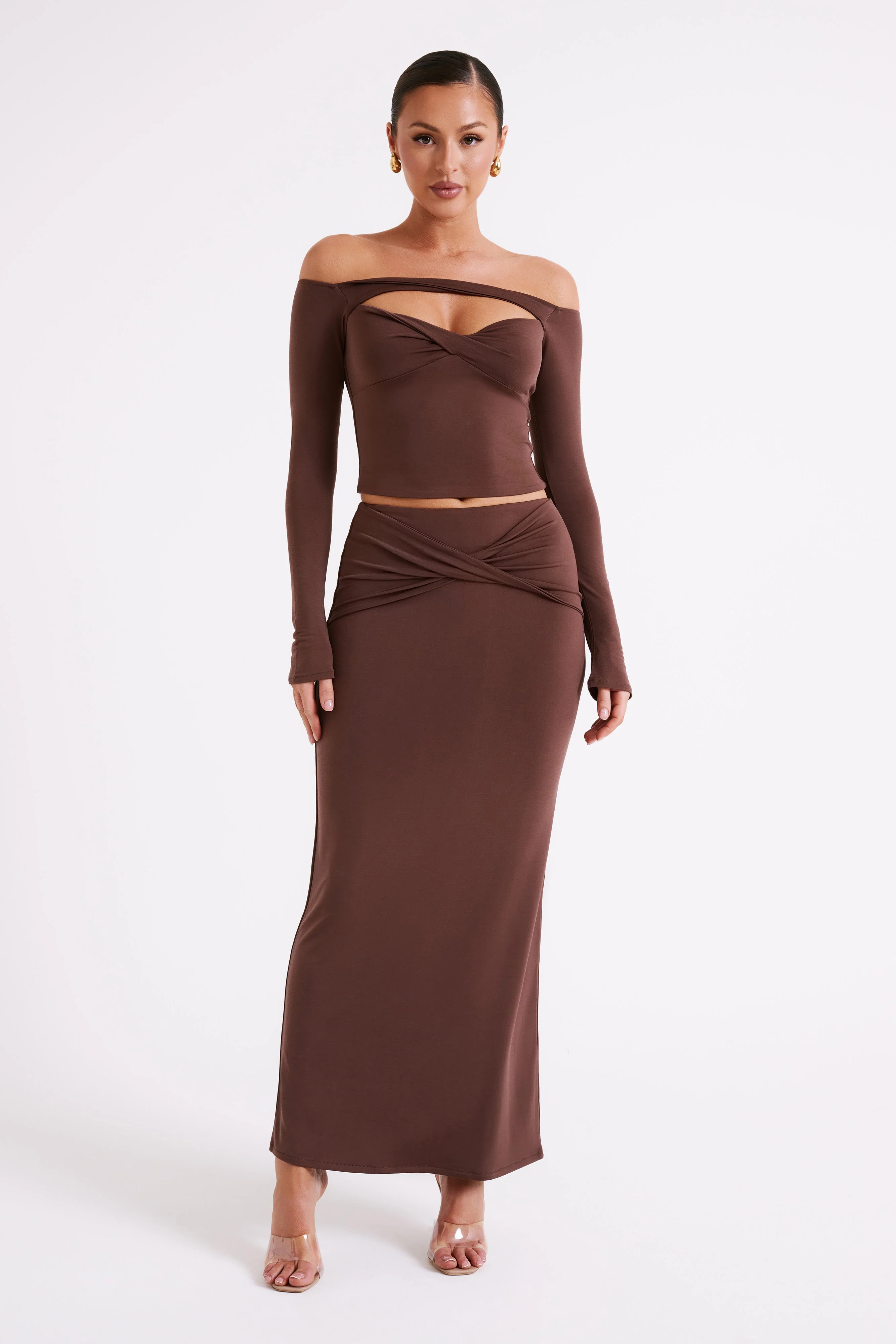 Ceri Maxi Twist Skirt - Mocha | MESHKI US