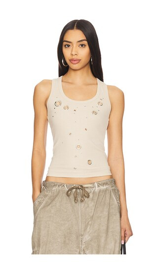 Eyelet Studded Tank Top in Cream | Revolve Clothing (Global)