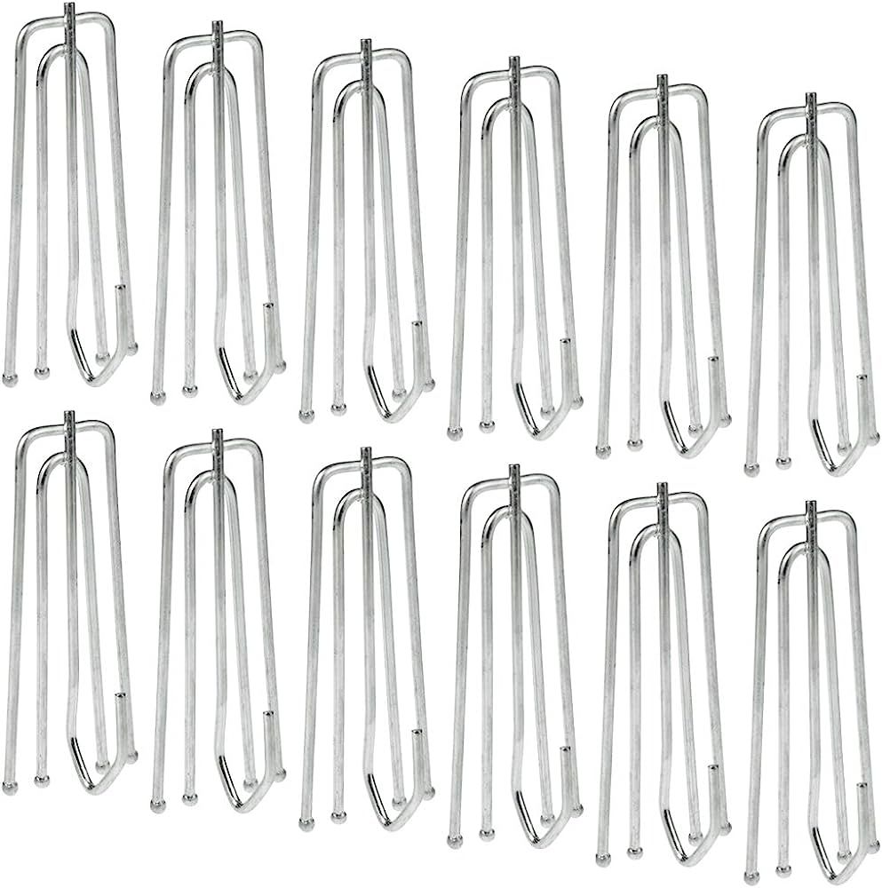 baotongle 50 pcs Stainless Steel Curtain Pleater Tape Hooks Stainless Curtain Pleat Hook, 4 Prong... | Amazon (US)