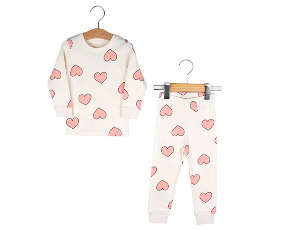 Long Sleeve Organic Cotton Pajama and Lounge Wear - Two Piece Valentines Day Set for Kids and Tod... | Etsy (US)