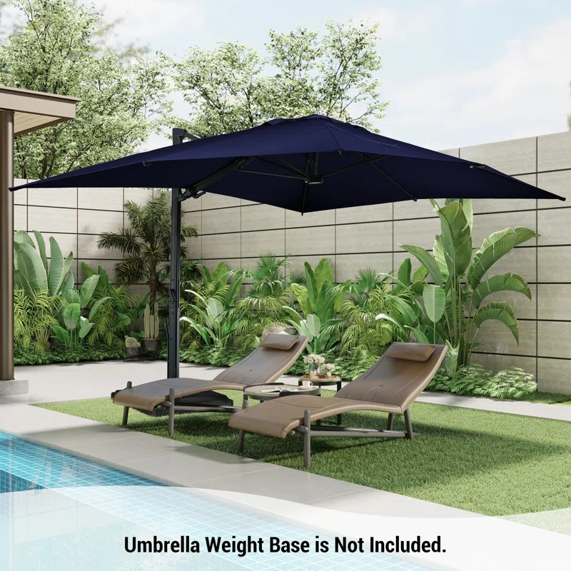 Hokku Designs Masamichi 10 x 13ft Lighted Cantilever Umbrella Rectangular Crank Market Umbrella |... | Wayfair North America