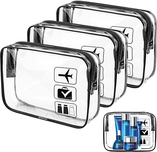 3 Pièces Trousse de Toilette Transparente, Sacs d'avion Transparents, PVC Étanche Trousse de Ma... | Amazon (FR)