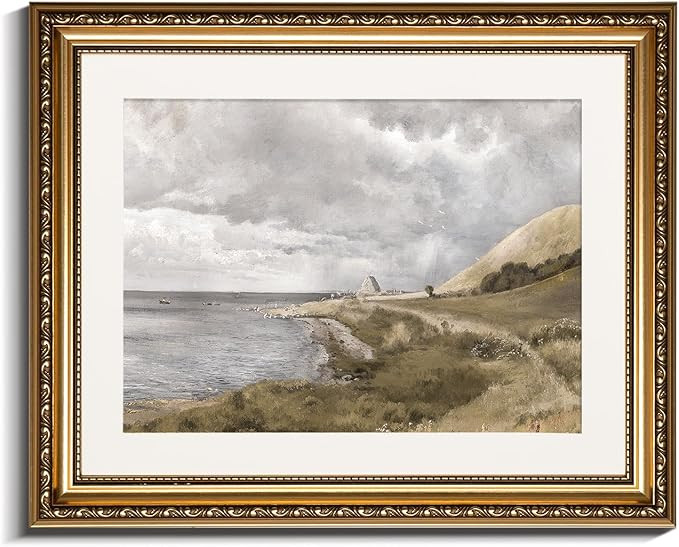InSimSea Retro Gold Framed Wall Art, Home Room Coastal Scenery Vintage Wall Decor, Canvas Print A... | Amazon (US)